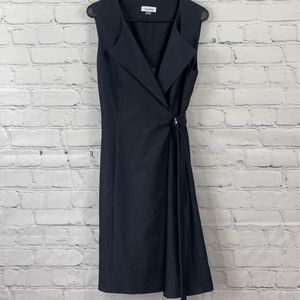 Calvin Klein Belted Sleeveless Dress - Navy Blue